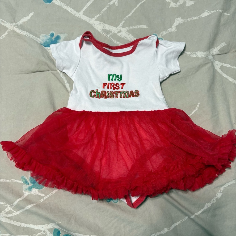 Red and White Christmas Baby Dress 6-9m